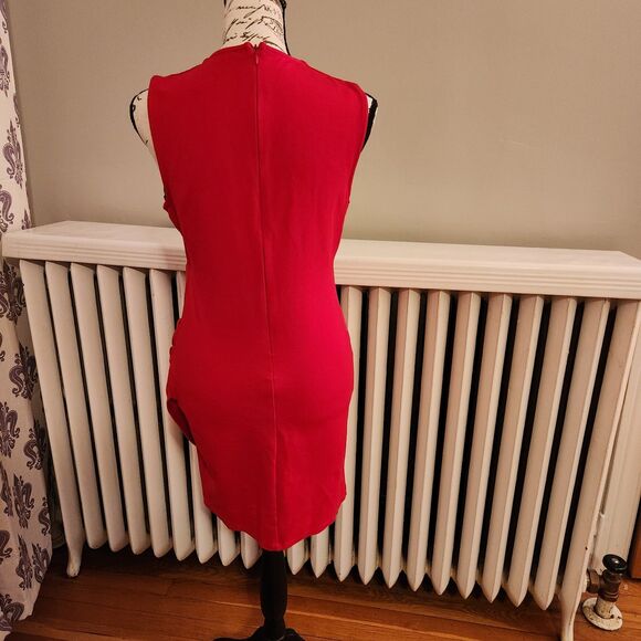 Lulu's Stunning "Cocktail Hour" Red Faux Wrap Mini Bodycon Dress Sz M Sold Out! - Picture 5 of 11